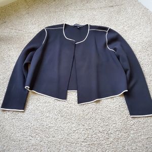 Ellen Tracy | Black Cardigan w/ White Accents